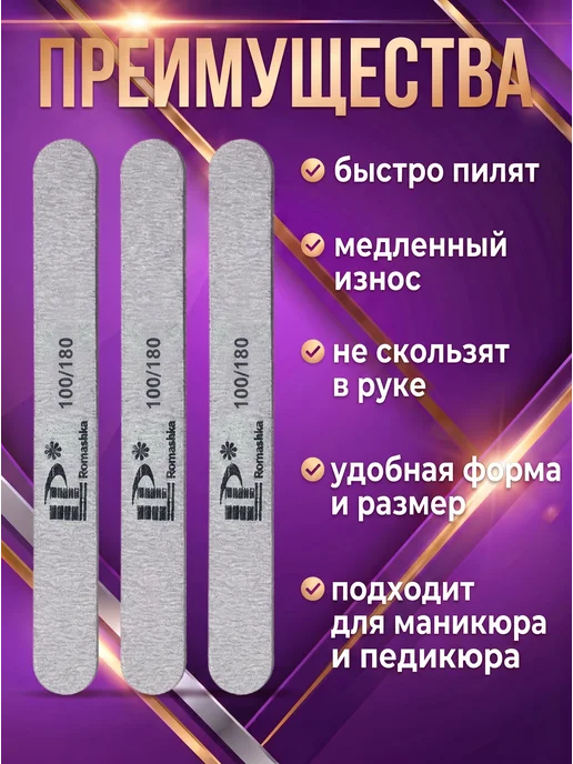 Lisa Profi Professional Пилки для ногтей 100-180 для маникюра 18 см, серый, фото 3