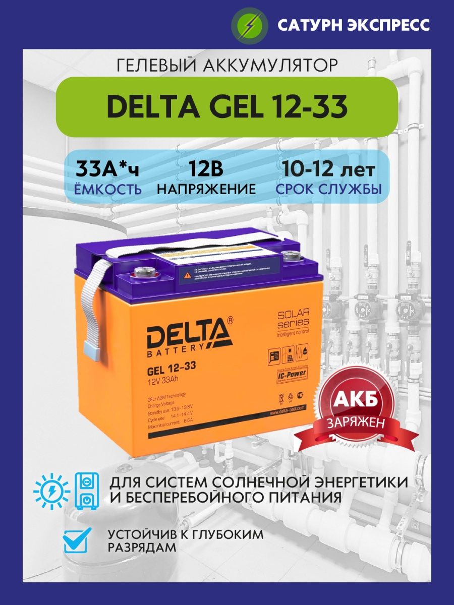 Delta 33. Аккумулятор Delta Gel 12-33.