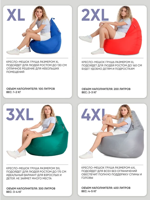 PUFON Кресло-мешок Груша XXXXL МИКРОВЕЛЮР, белый, фото 8