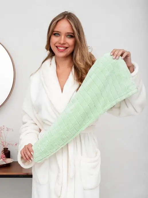 Bath_fashion Полотенце для сушки волос (двусторонняя чалма) микрофибра, зеленый, фото 2