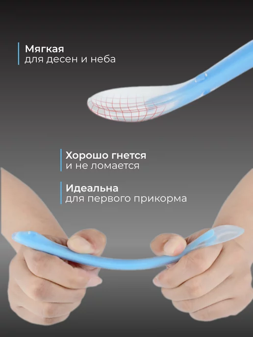 Givebaby Силиконовая ложка для прикорма, синий, фото 2