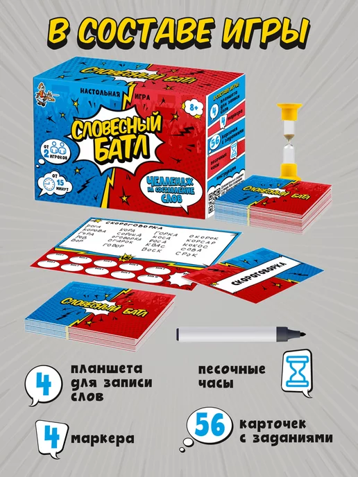 ДЕСЯТОЕ КОРОЛЕВСТВО Настольная карточная игра в слова "Словесный Батл", синий, фото 2