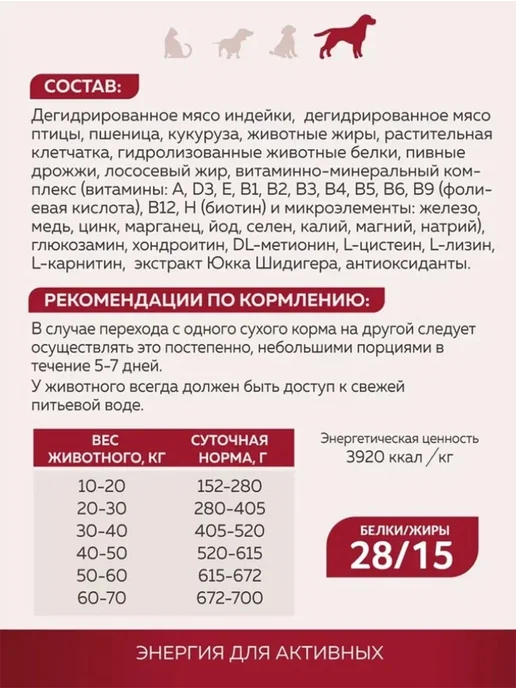 Сухой корм ЗООГУРМАН Активных для собак, индейка, 12 кг, фото 2