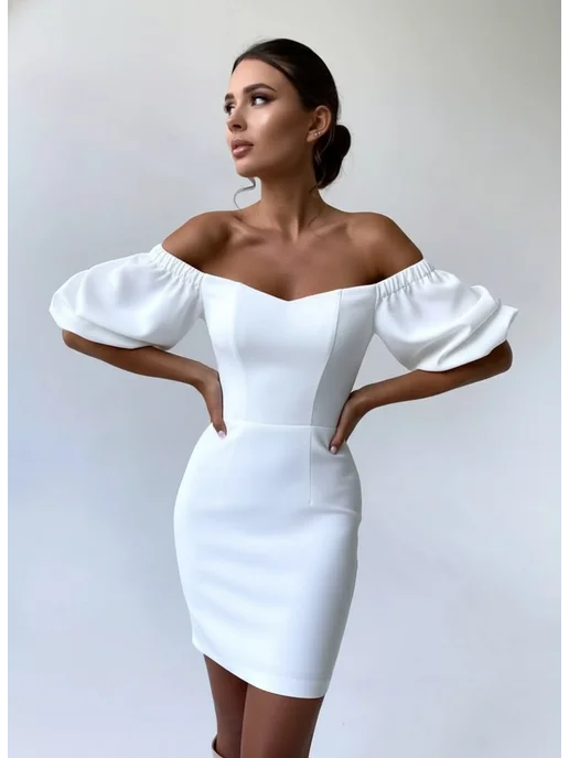 VESNA DRESS Платье свадебное вечернее короткое, белый