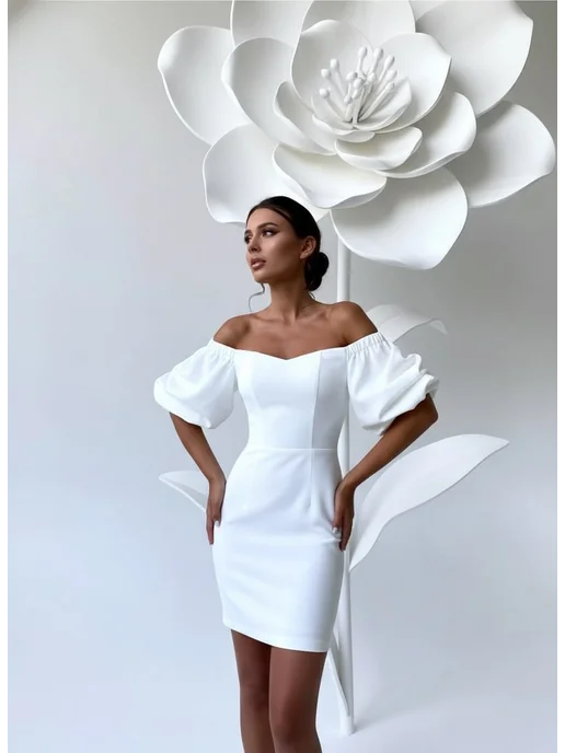 VESNA DRESS Платье свадебное вечернее короткое, белый, фото 5