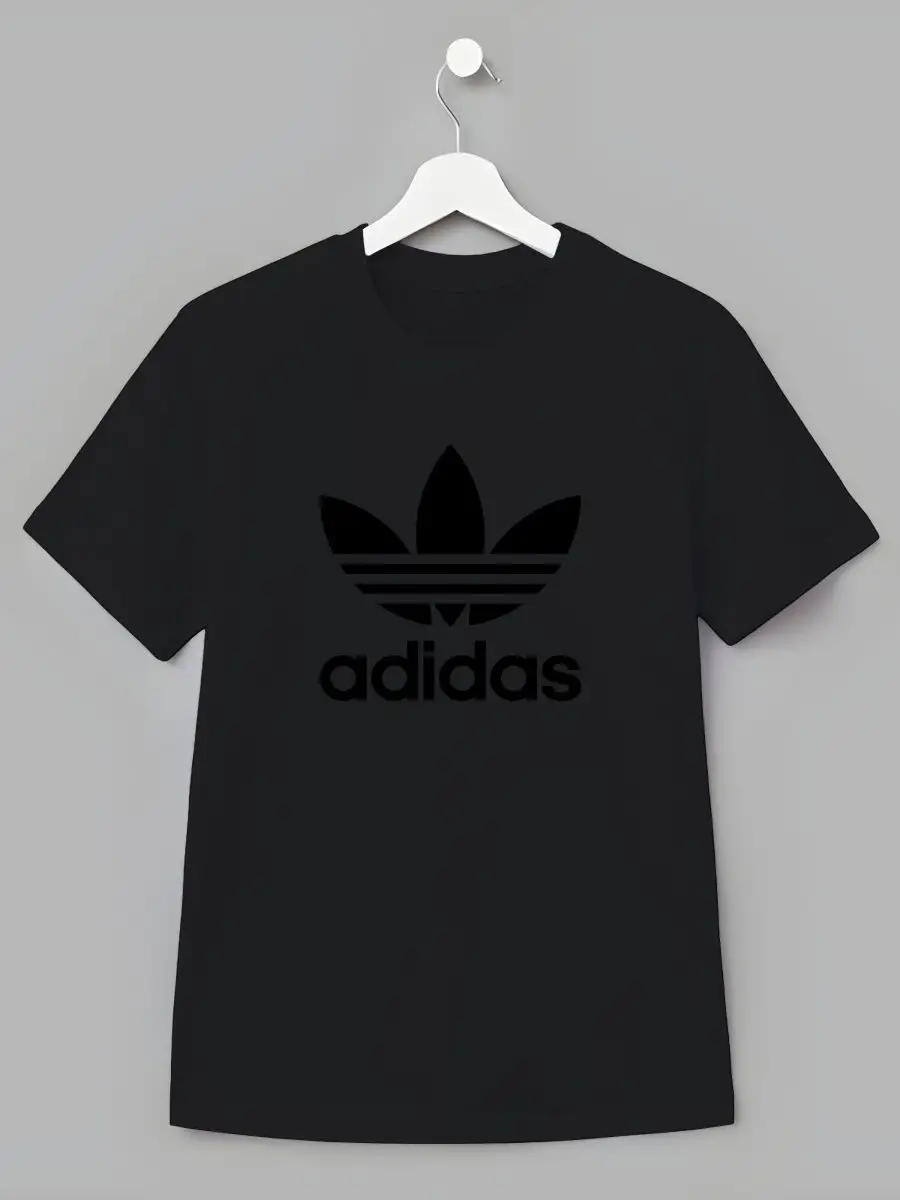 Детская Футболка Adidas Логотип Минимализм Спортивная Черная