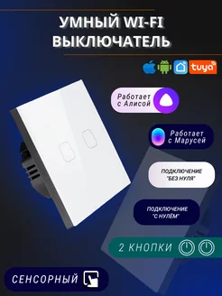 Сенсорный электронный двухклавишный wifi выключатель tuya WI-TEX 106008406 купить за 1 019 ₽ в интернет-магазине Wildberries