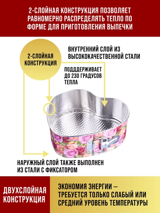 Форма для выпечки сердце разъемная - фото 6