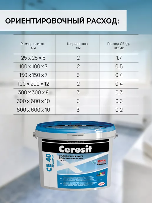Ceresit Затирка CE 40 для плитки, манхэттен, 2кг, 2 кг, фото 4