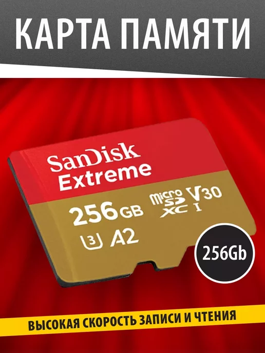 Sandisk Карта памяти MicroSDXC 256GB Class10 A2 UHS-I U3